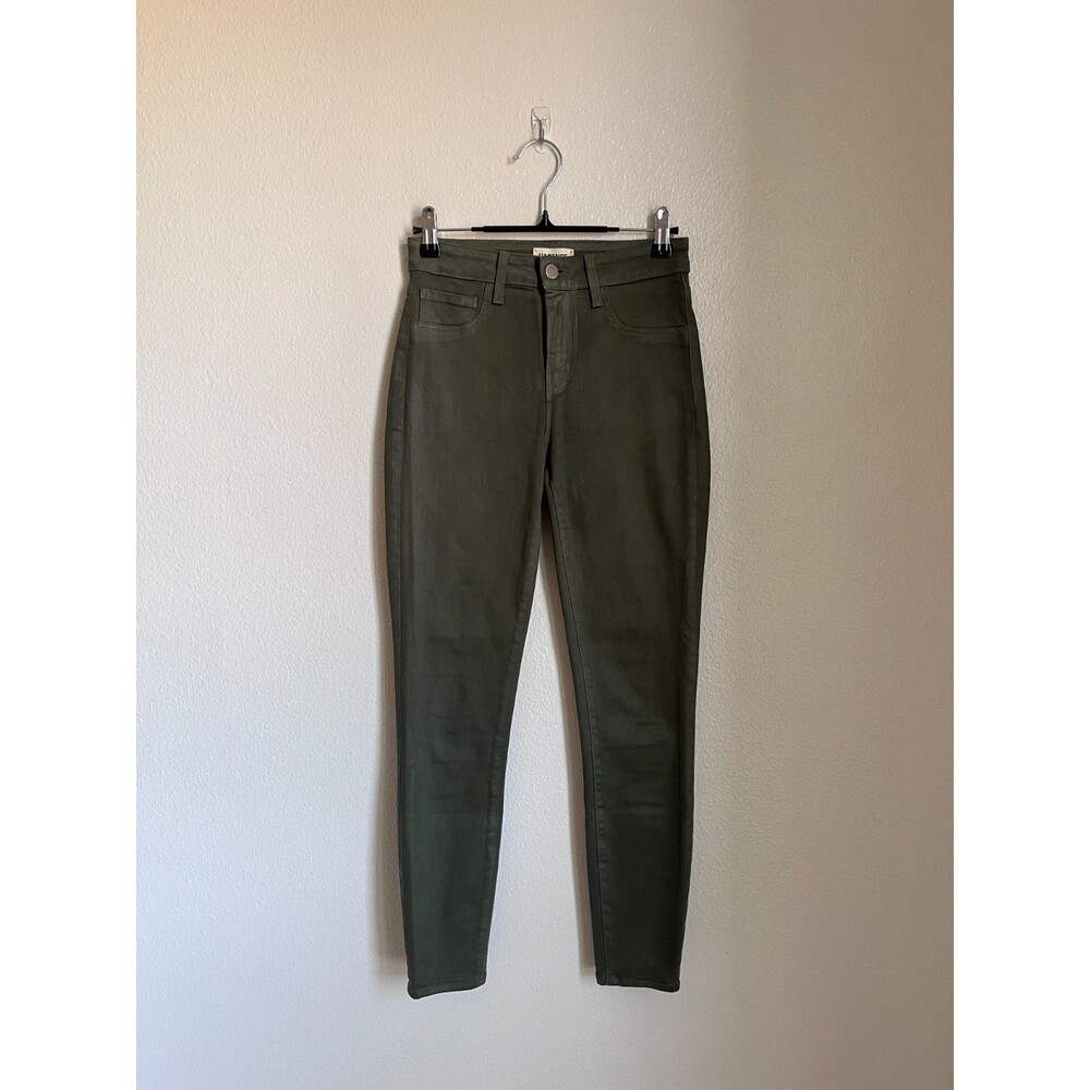 L'AGENCE Margot Skinny Jeans in Beetle Coated (Green) Size 24